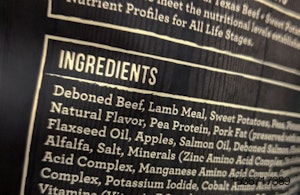 pet food ingredients list