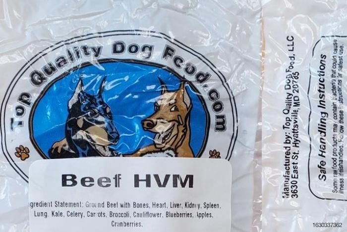 Top Quality Dog Food recalls Beef HVM for Salmonella 