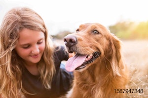 white lab with young girl